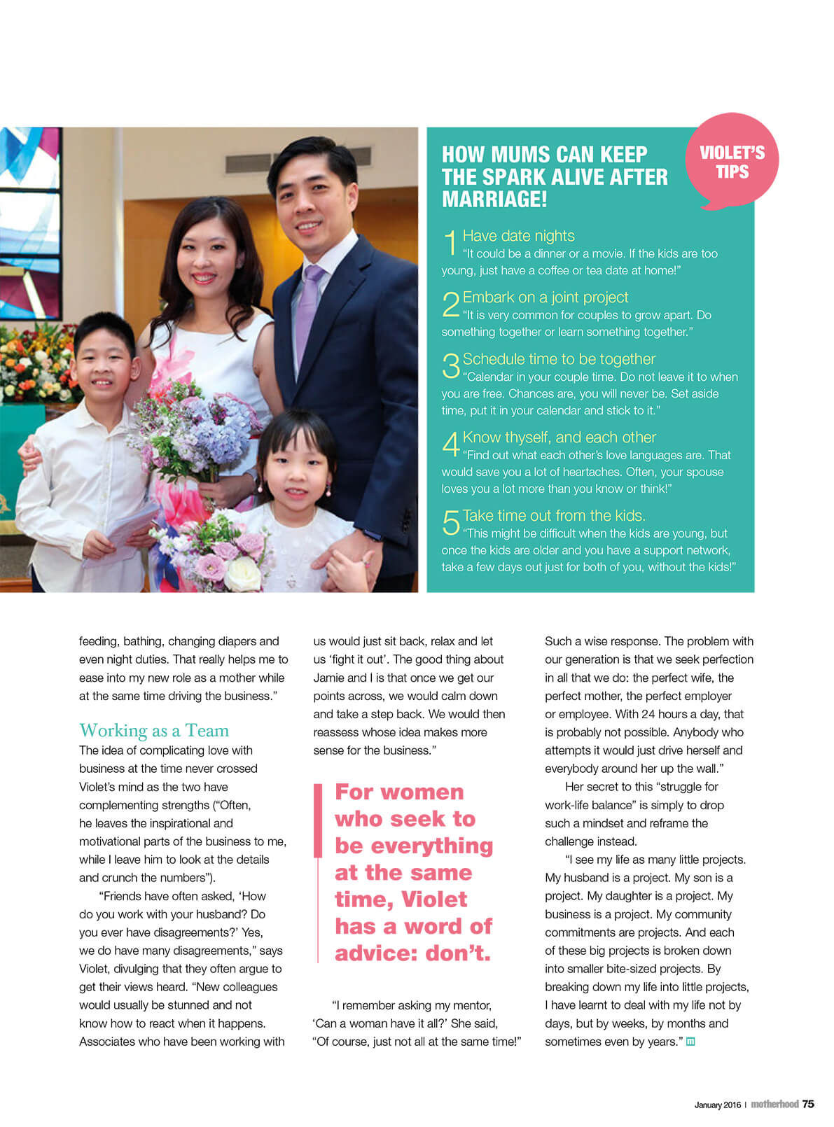 Motherhood Magazine interview (Singapore)