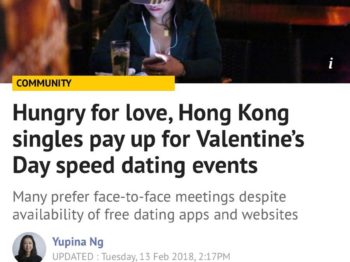 South China Morning Post – Hungry for love, Hong Kong singles pay up for Valentine’s Day speed dating events